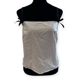 j crew white and black boxy tie strap zip up tank top size medium